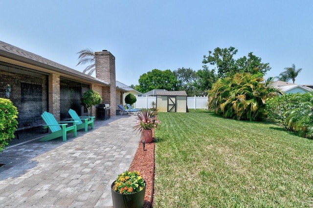 132 Keystone Dr, Sebastian, FL 32958 - view of yard featuring a shed, a patio area, and an outdoor structure