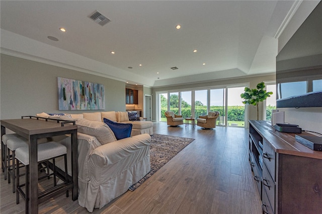 living room with wood-type flooring