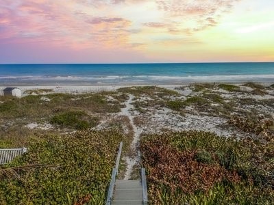 property view of water featuring a view of the beach