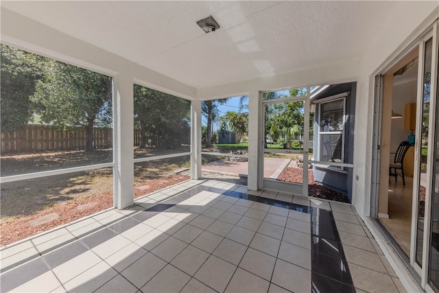 view of unfurnished sunroom