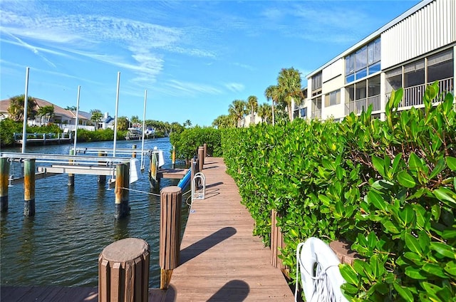 dock area featuring a water view