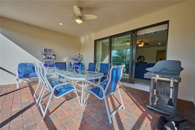 view of patio with ceiling fan