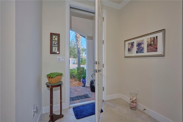 foyer with light tile patterned flooring