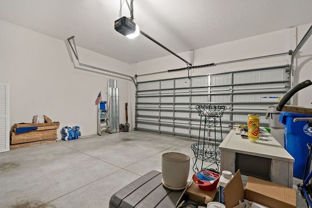 garage with a garage door opener