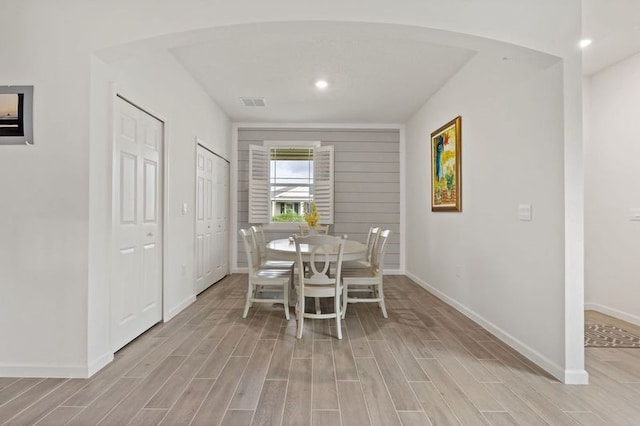 dining room with light wood-type flooring