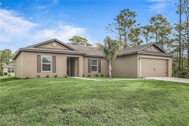 7860 97th Ave, Vero Beach, FL 32967 - single story home featuring a garage, stucco siding, a front lawn, and driveway