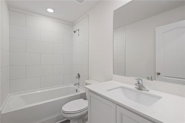 7860 97th Ave, Vero Beach, FL 32967 - bathroom with toilet, bathtub / shower combination, vanity, and recessed lighting