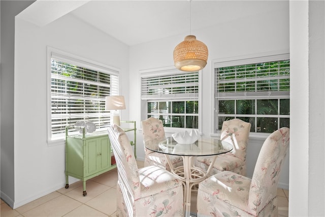 interior space featuring light tile patterned floors