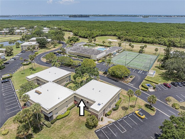 aerial view of a large body of water