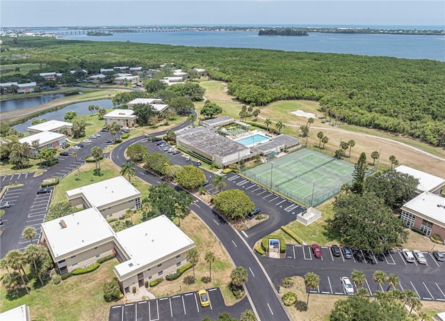 bird's eye view of a nearby body of water