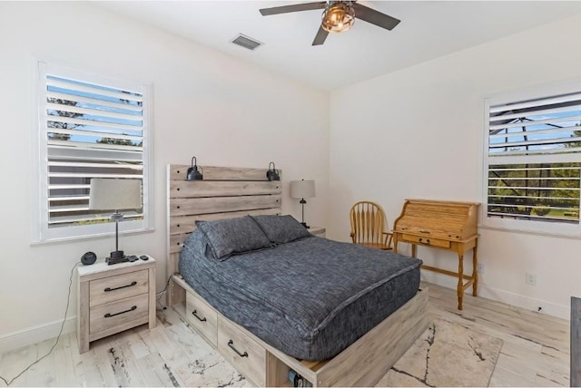 bedroom featuring ceiling fan