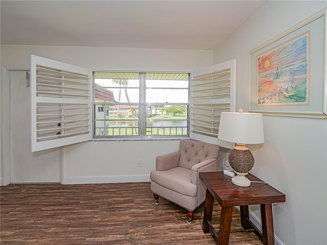 living area featuring dark hardwood / wood-style flooring