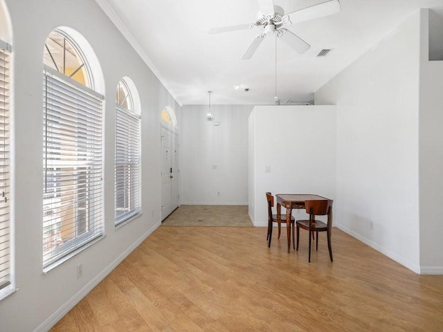 77 Joy Haven Dr, Sebastian, FL 32958 - dining area featuring healthy amount of natural light, a ceiling fan, and light wood finished floors