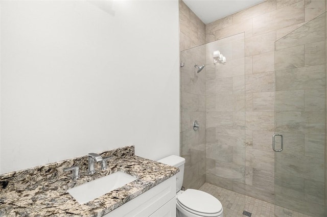 1090 Buckhead Dr SW, Vero Beach, FL 32968 - bathroom featuring toilet, a shower stall, and vanity