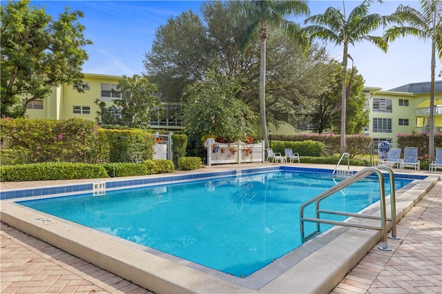 view of pool featuring a patio