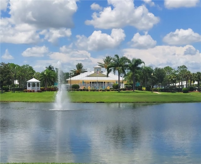 water view featuring a gazebo