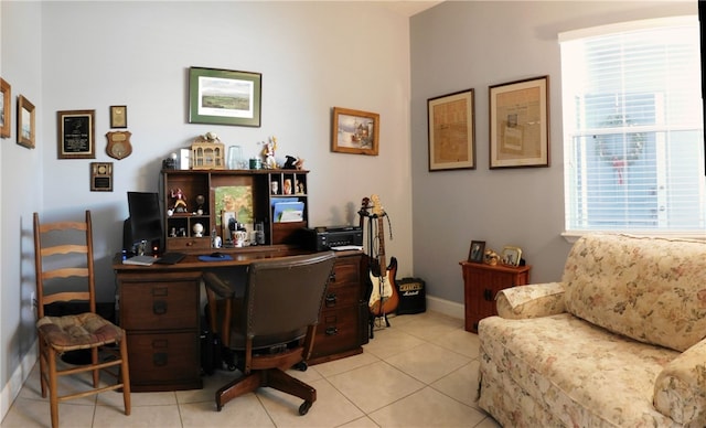 office featuring light tile patterned flooring