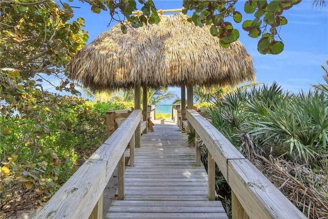 dock area with a gazebo