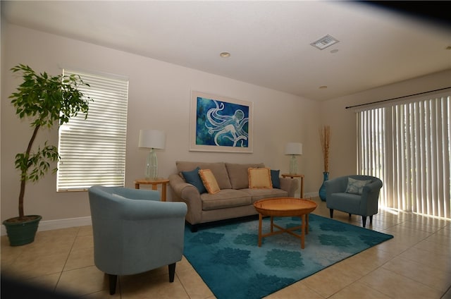 view of tiled living room