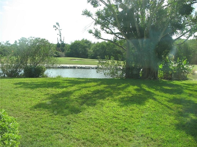 view of yard featuring a water view