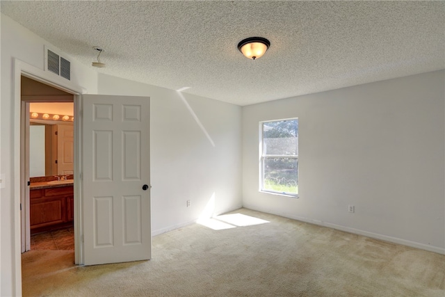 interior space with a textured ceiling, sink, and lofted ceiling