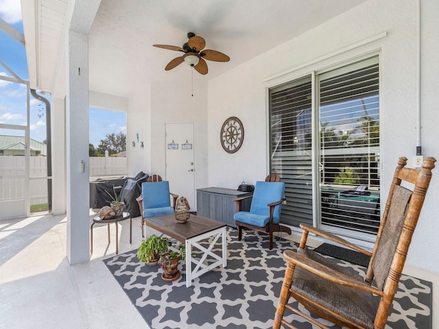 view of patio / terrace featuring ceiling fan