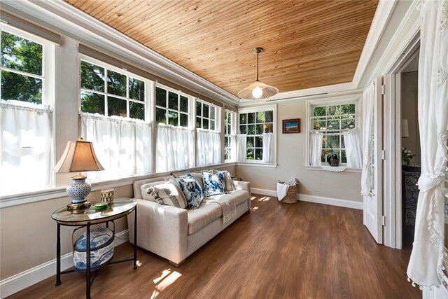 interior space with wooden ceiling and a healthy amount of sunlight