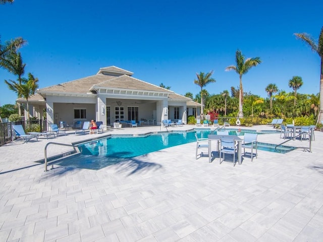 view of pool featuring a patio area and a jacuzzi