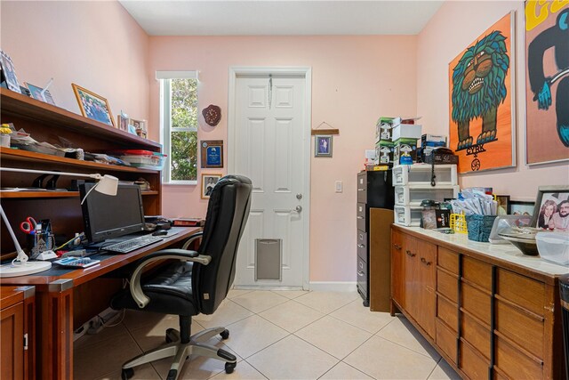 view of tiled home office