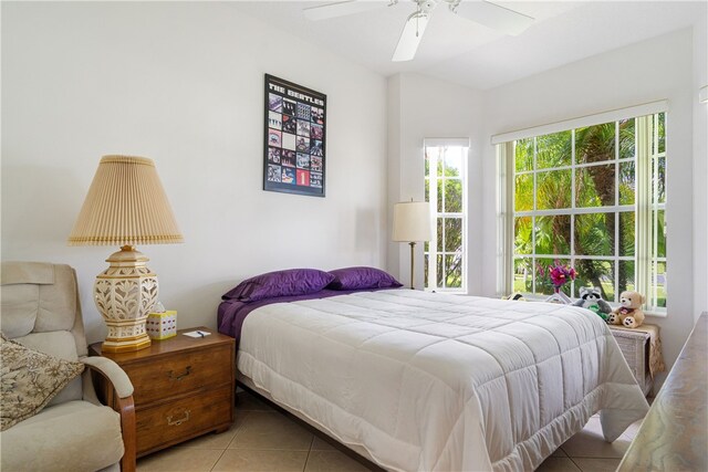3255 W Brookfield Way, Vero Beach, FL 32966 - tiled bedroom with ceiling fan