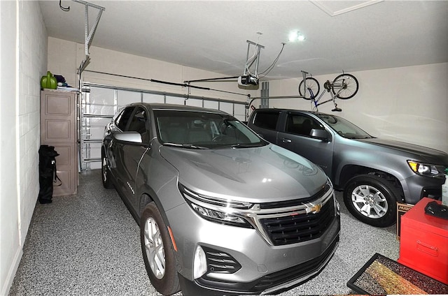 garage with a garage door opener