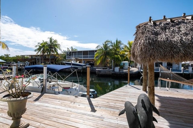 dock area featuring a water view