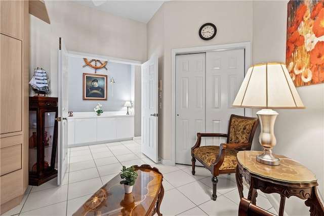 sitting room featuring light tile patterned floors