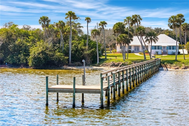 dock area featuring a water view