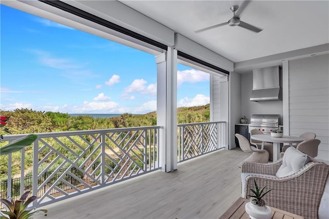 950 Surfsedge Way Unit 205, Vero Beach, FL 32963 - deck featuring ceiling fan, grilling area, and a water view