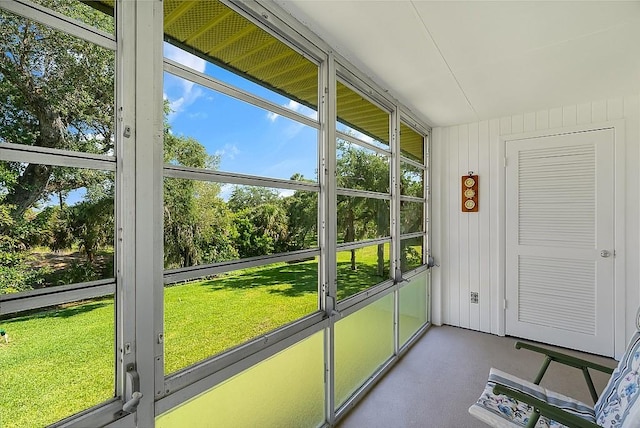 view of unfurnished sunroom