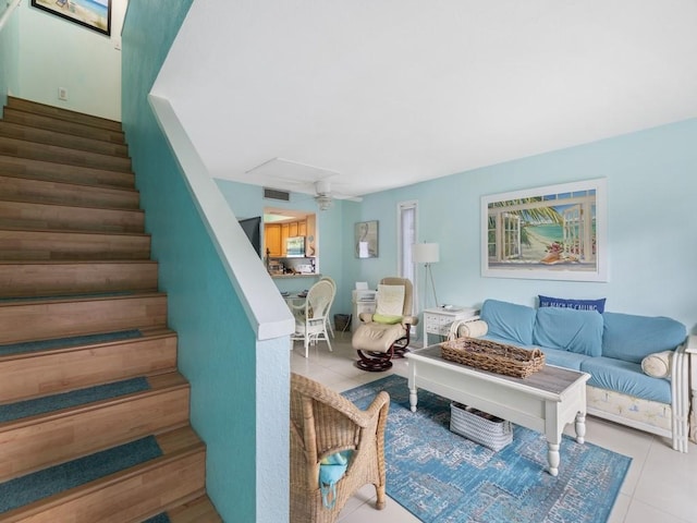 view of tiled living room