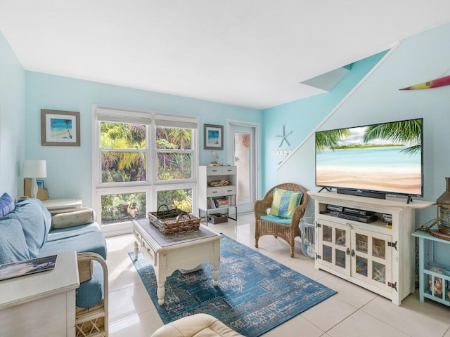 view of tiled living room