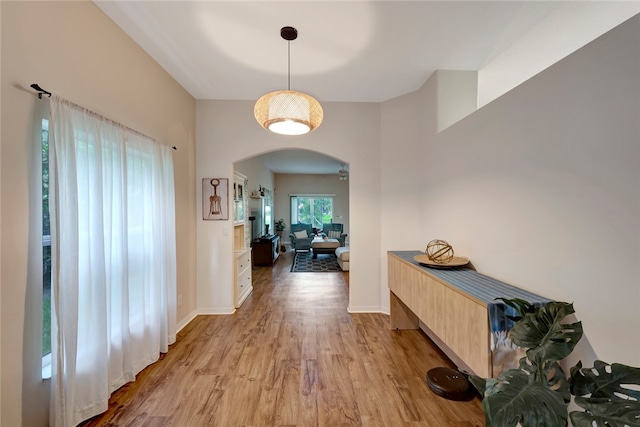 hallway featuring light wood-type flooring