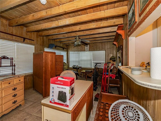 interior space with a ceiling fan