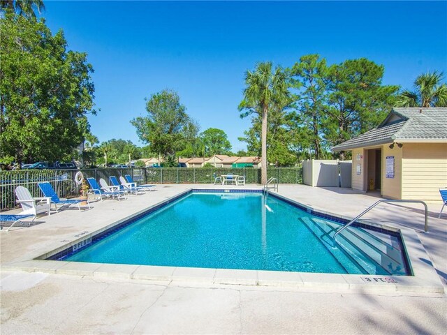 view of pool featuring a patio