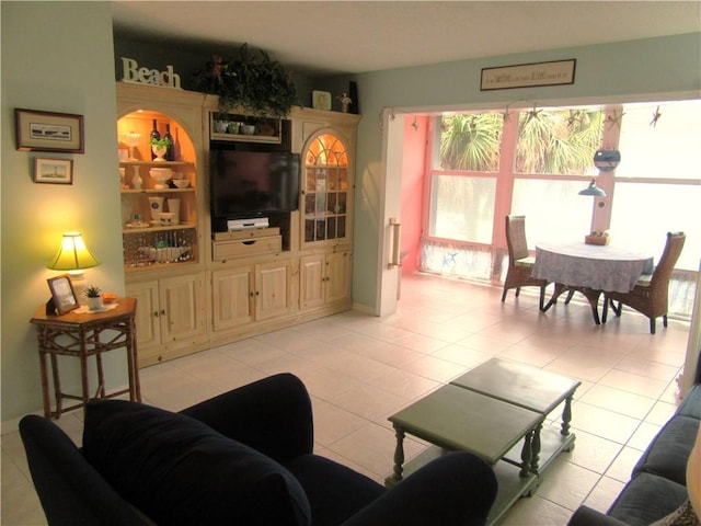 view of tiled living room