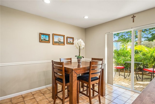 4019 Silver Palm Dr Unit 8, Vero Beach, FL 32963 - dining area with light tile patterned floors, baseboards, and recessed lighting