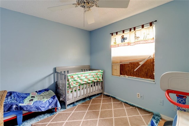 bedroom with carpet flooring and ceiling fan