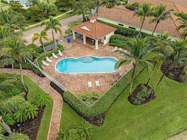 view of swimming pool featuring a gazebo