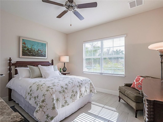 bedroom featuring ceiling fan