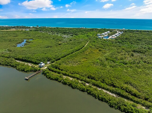 bird's eye view featuring a water view