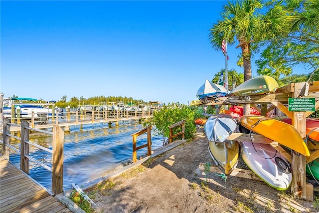 view of dock featuring a water view