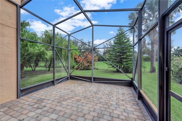 view of unfurnished sunroom