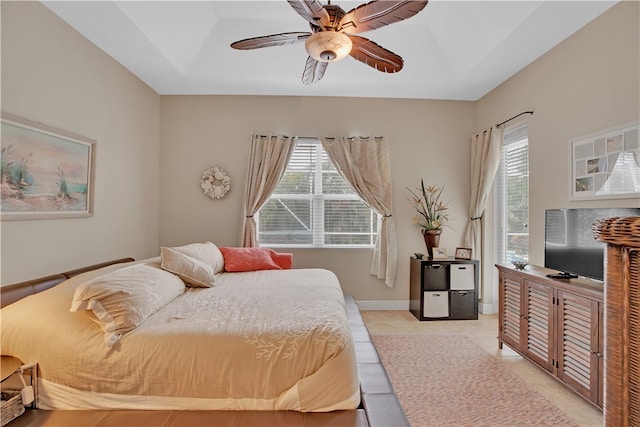 bedroom featuring ceiling fan